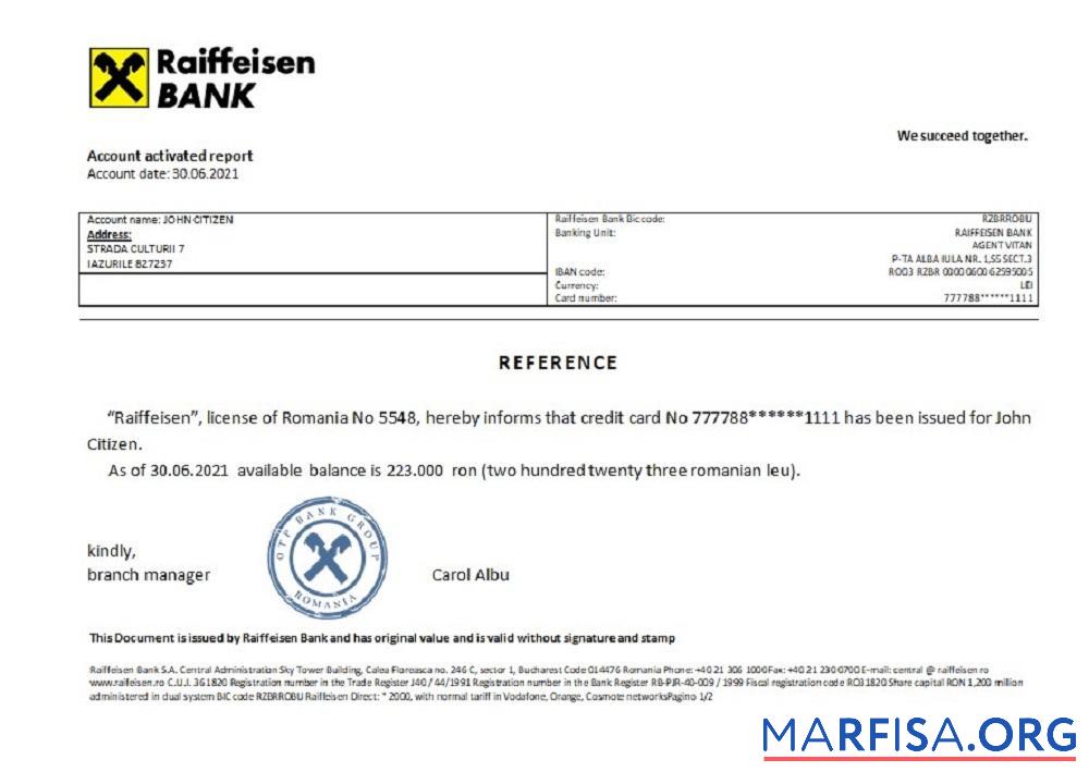 Downloadable Romania Raiffeisen reference sample